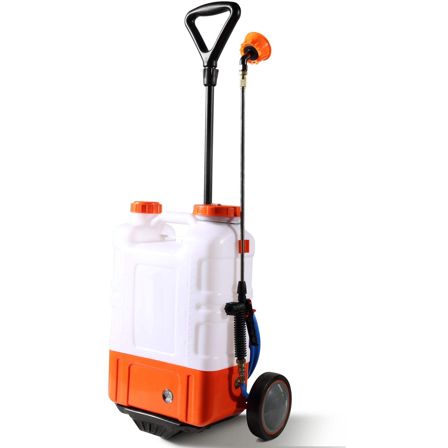 VEVOR 4-Gallon Battery-Powered Backpack Sprayer with Cart, Adjustable Pressure 0-94 PSI, Includes 8 Nozzles and 2 Wands, 12V 7.2Ah Battery, Wide Mouth Lid for Versatile Weeding, Spraying, and Cleaning