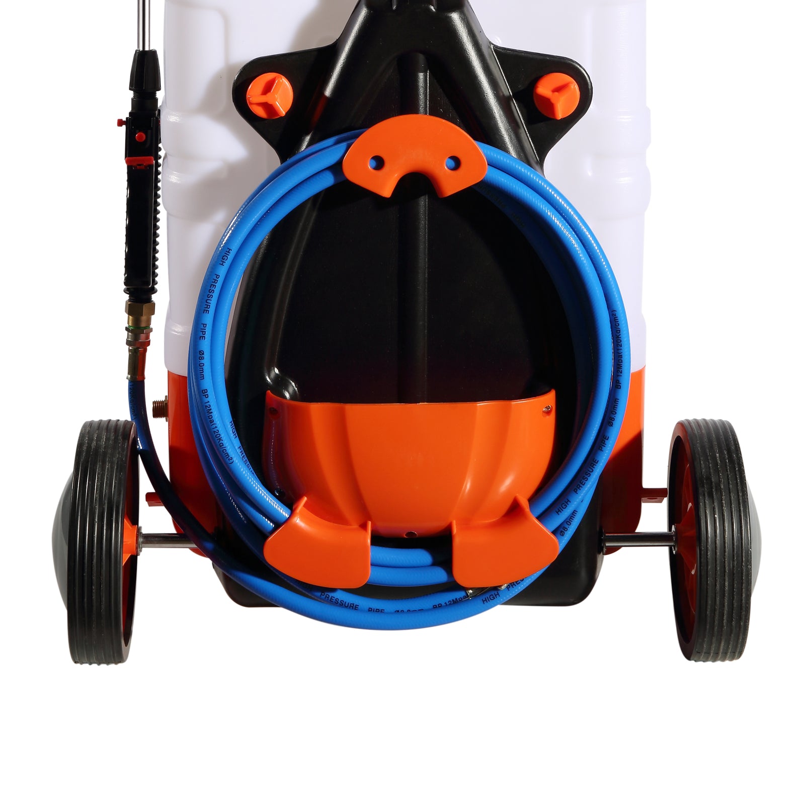 VEVOR 4-Gallon Battery-Powered Backpack Sprayer with Cart, Adjustable Pressure 0-94 PSI, Includes 8 Nozzles and 2 Wands, 12V 7.2Ah Battery, Wide Mouth Lid for Versatile Weeding, Spraying, and Cleaning